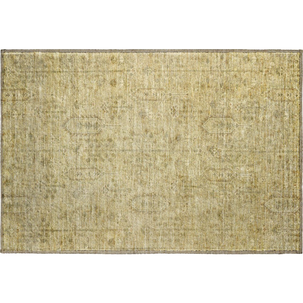 Premium Machine Washable Mayfield AMF790 Gold 1'8" x 2'6" Rug. Picture 1