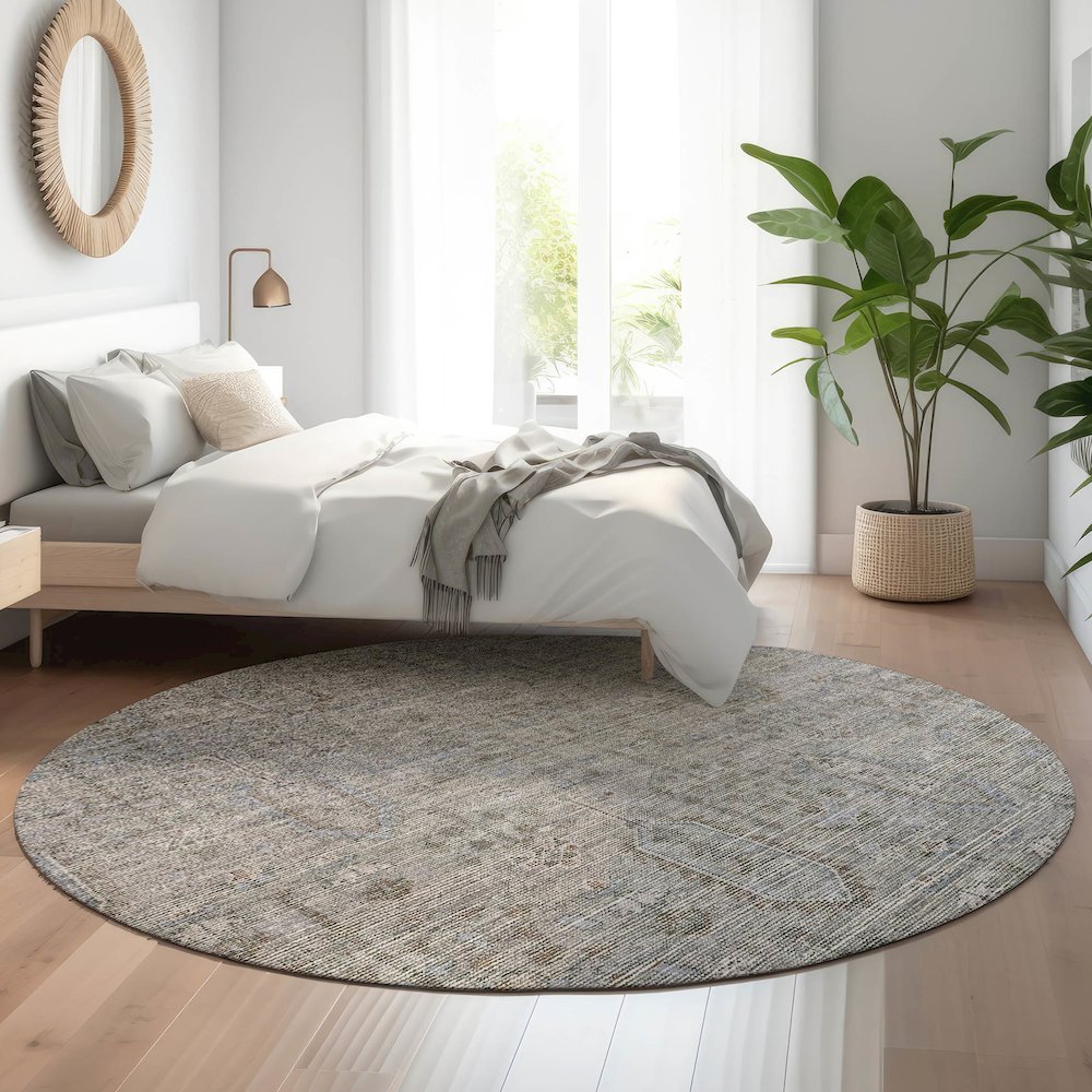 Premium Machine Washable Mayfield AMF790 Granite 8' x 8' Round Rug. Picture 5