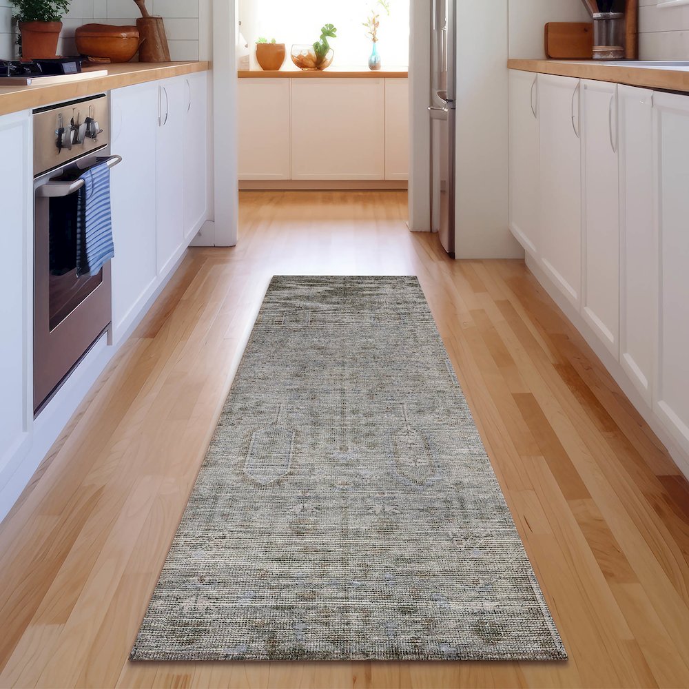 Premium Machine Washable Mayfield AMF790 Granite 2'3" x 7'6" Runner Rug. Picture 5