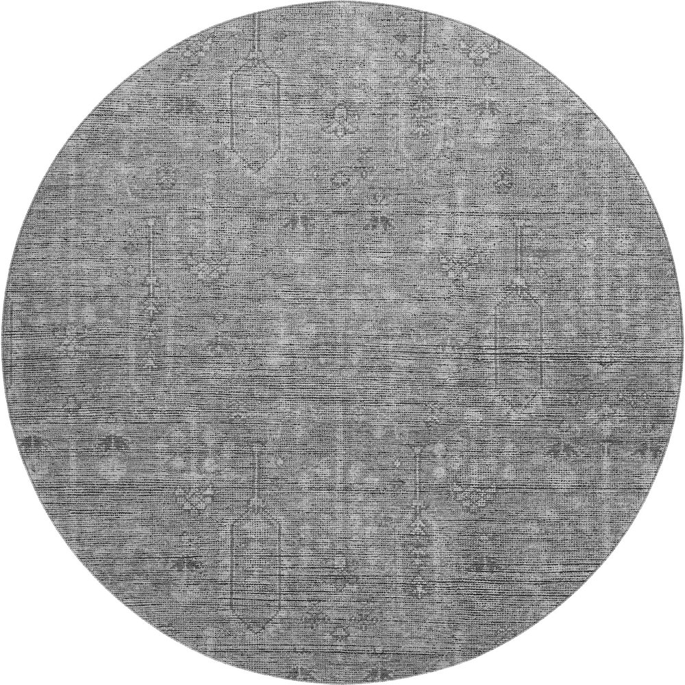 Premium Machine Washable Mayfield AMF790 Gray 8' x 8' Round Rug. Picture 1