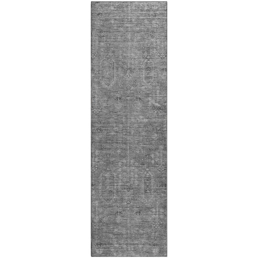 Premium Machine Washable Mayfield AMF790 Gray 2'3" x 7'6" Runner Rug. Picture 1