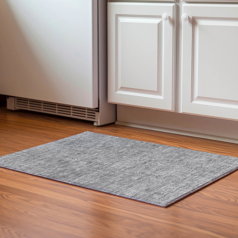Premium Machine Washable Mayfield AMF790 Gray 1'8" x 2'6" Rug. Picture 5