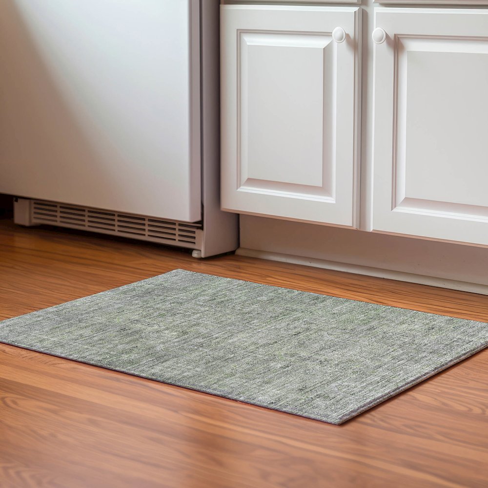 Premium Machine Washable Mayfield AMF790 Green 1'8" x 2'6" Rug. Picture 5