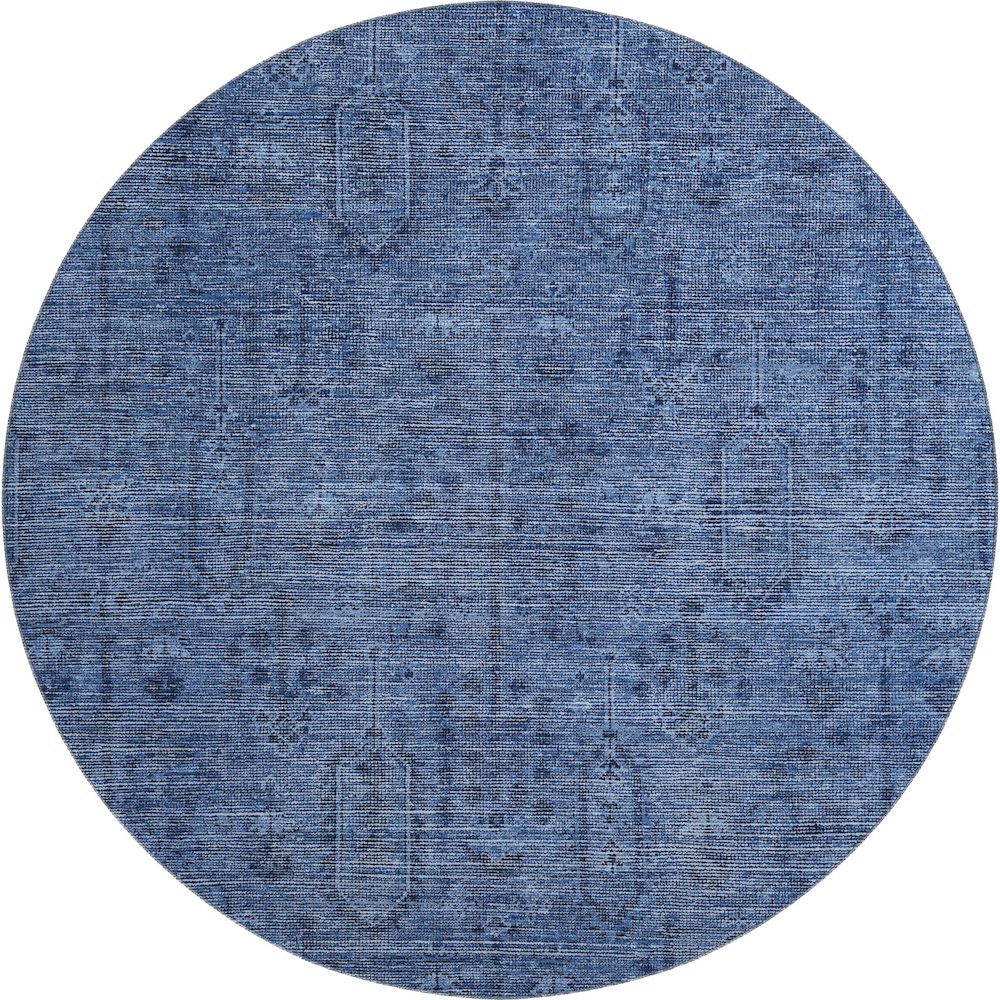 Premium Machine Washable Mayfield AMF790 Navy 8' x 8' Round Rug. Picture 1