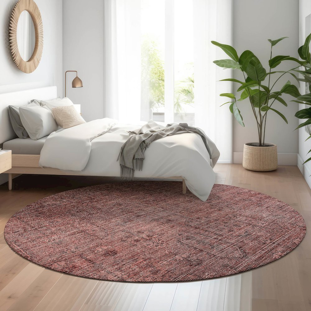 Premium Machine Washable Mayfield AMF790 Paprika 8' x 8' Round Rug. Picture 5