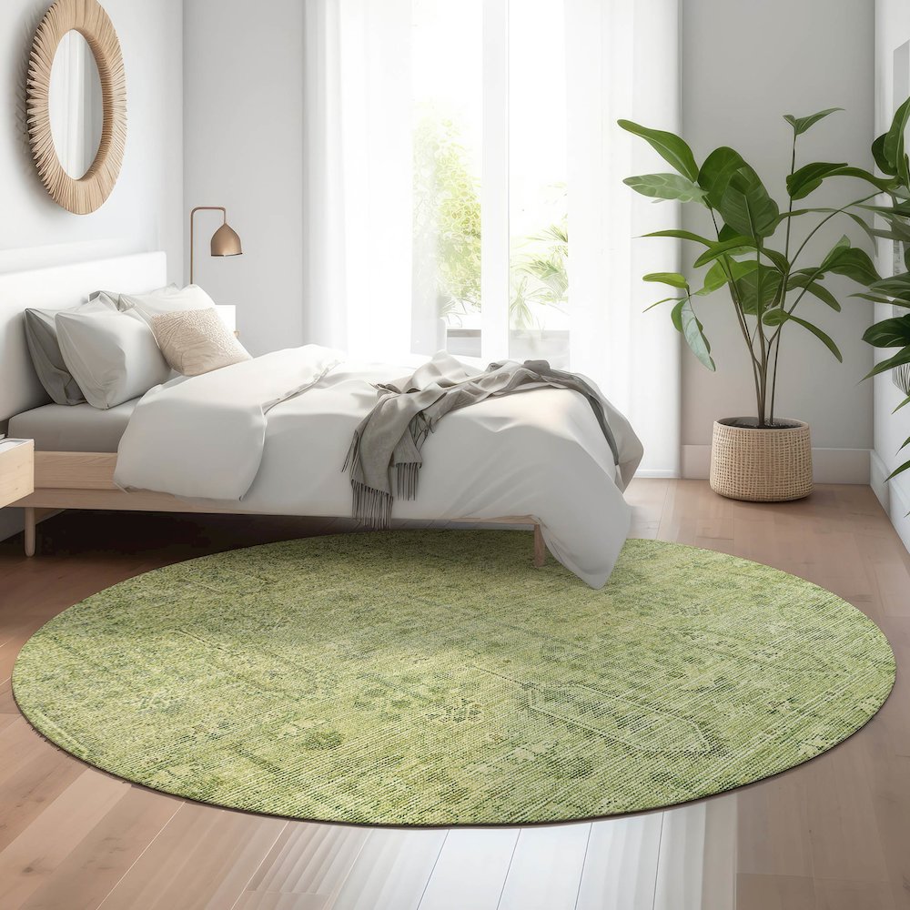 Premium Machine Washable Mayfield AMF790 Sage 8' x 8' Round Rug. Picture 5