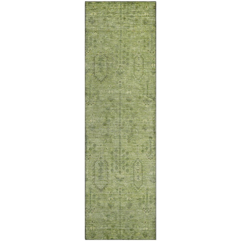 Premium Machine Washable Mayfield AMF790 Sage 2'3" x 7'6" Runner Rug. Picture 1