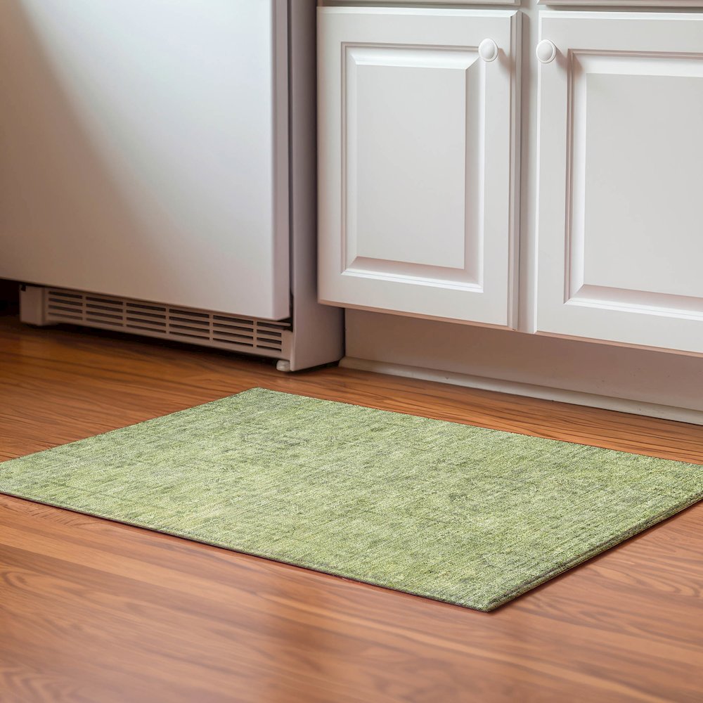 Premium Machine Washable Mayfield AMF790 Sage 1'8" x 2'6" Rug. Picture 5