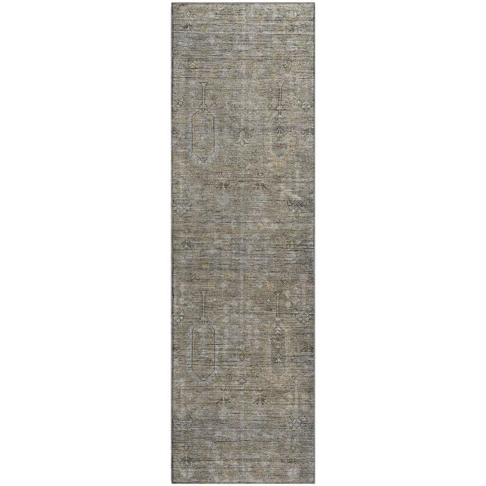 Premium Machine Washable Mayfield AMF790 Taupe 2'3" x 7'6" Runner Rug. Picture 1