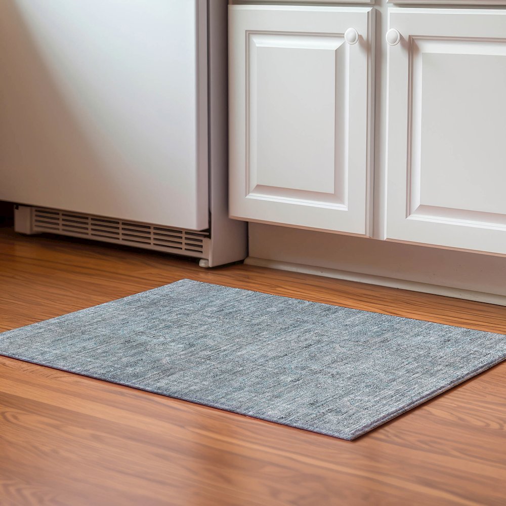 Premium Machine Washable Mayfield AMF790 Teal 1'8" x 2'6" Rug. Picture 5