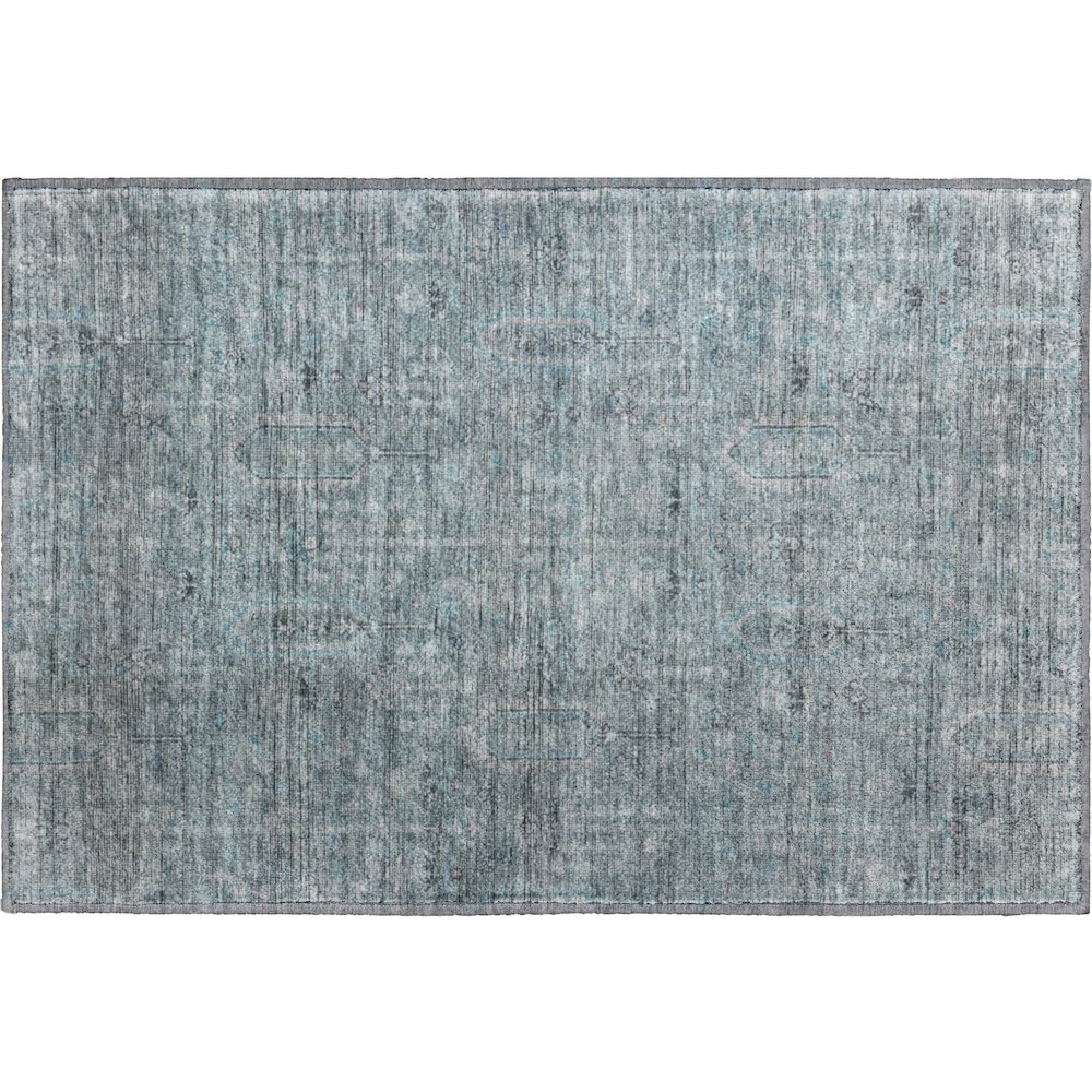 Premium Machine Washable Mayfield AMF790 Teal 1'8" x 2'6" Rug. Picture 1