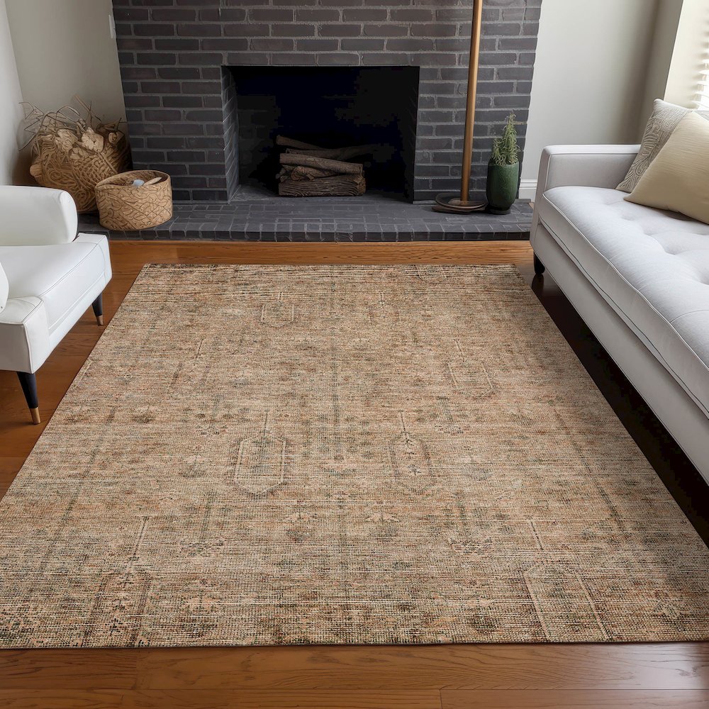 Premium Machine Washable Mayfield AMF790 Terracotta 2'6" x 3'10" Rug. Picture 5