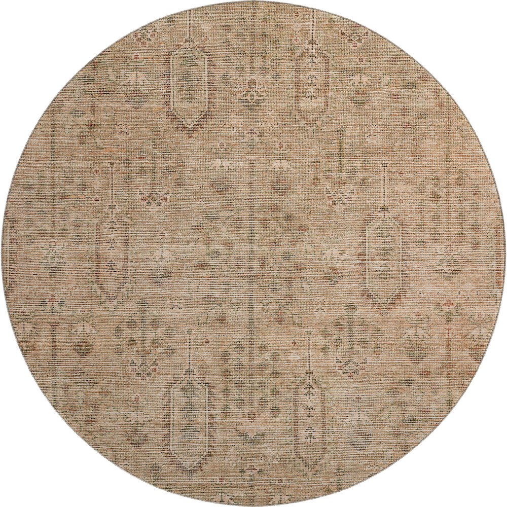 Premium Machine Washable Mayfield AMF790 Terracotta 8' x 8' Round Rug. Picture 1