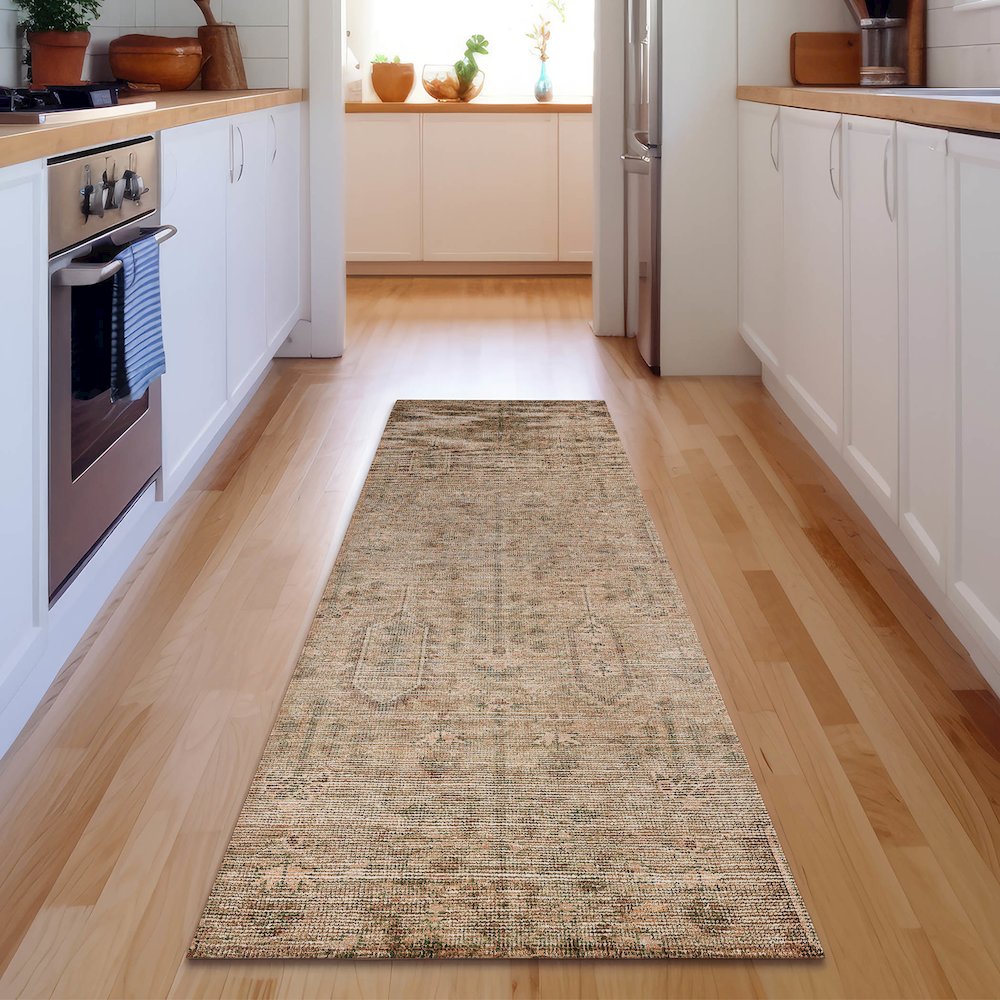 Premium Machine Washable Mayfield AMF790 Terracotta 2'3" x 7'6" Runner Rug. Picture 5