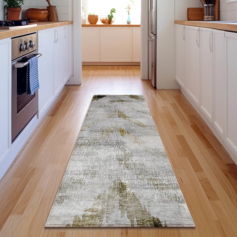 Premium Machine Washable Mayfield AMF791 Taupe 2'3" x 7'6" Runner Rug. Picture 5