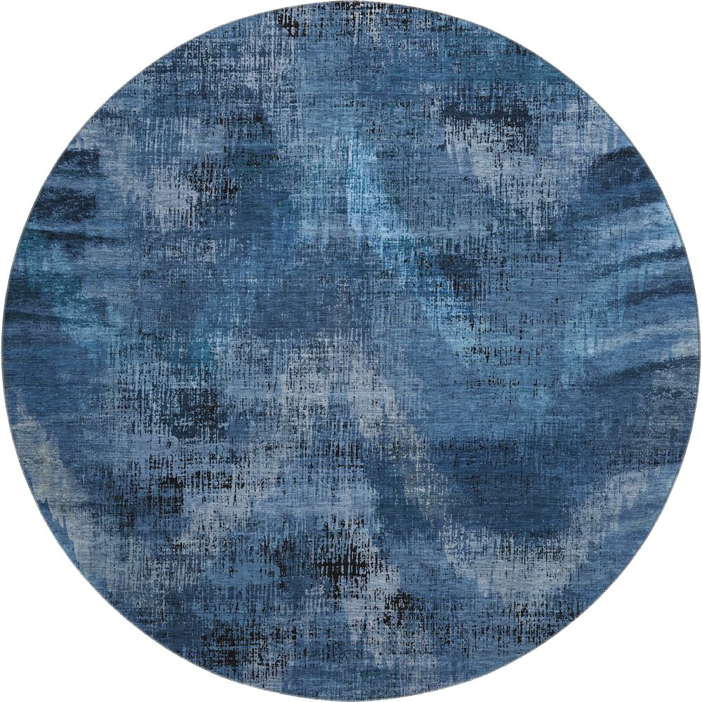 Premium Machine Washable Mayfield AMF792 Blue 8' x 8' Round Rug. Picture 1