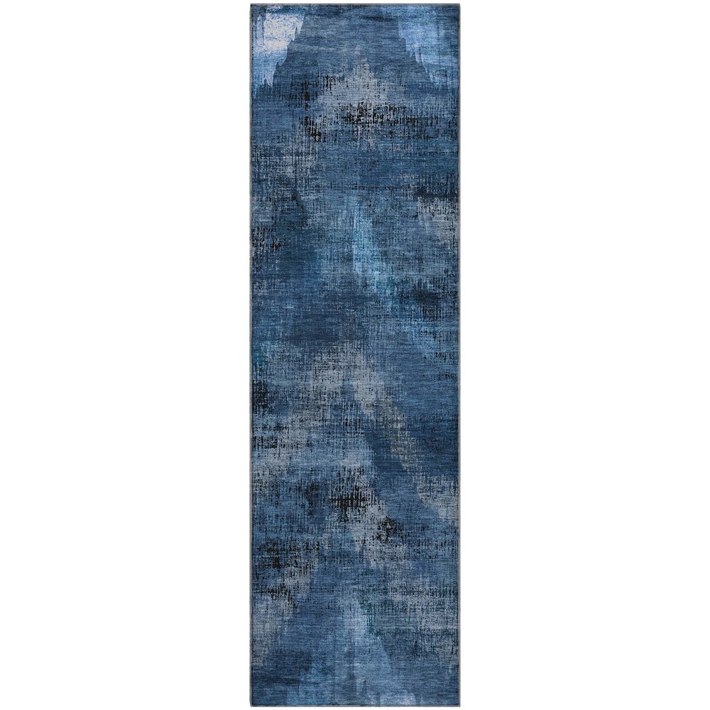 Premium Machine Washable Mayfield AMF792 Blue 2'3" x 7'6" Runner Rug. Picture 1