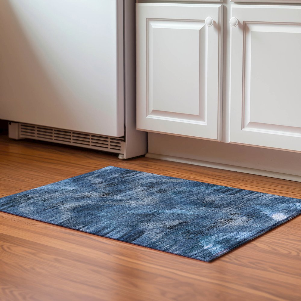 Premium Machine Washable Mayfield AMF792 Blue 1'8" x 2'6" Rug. Picture 5