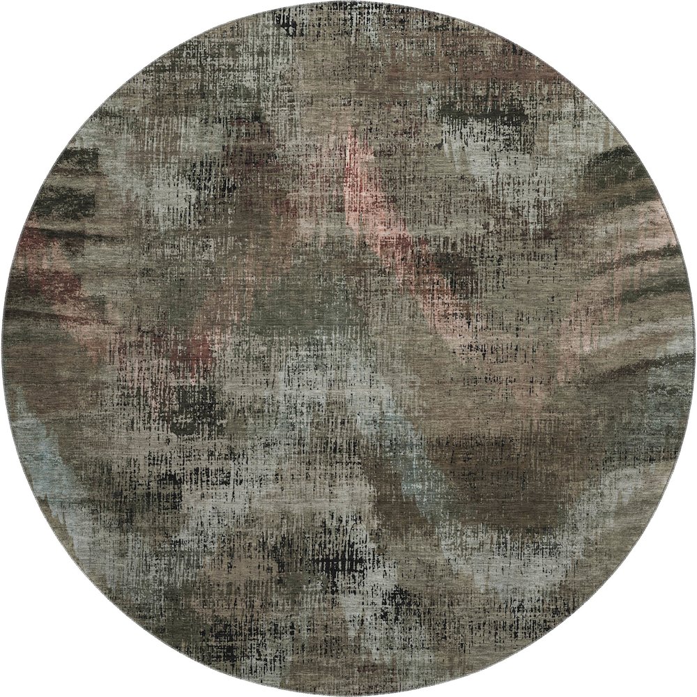 Premium Machine Washable Mayfield AMF792 Brown 8' x 8' Round Rug. Picture 1