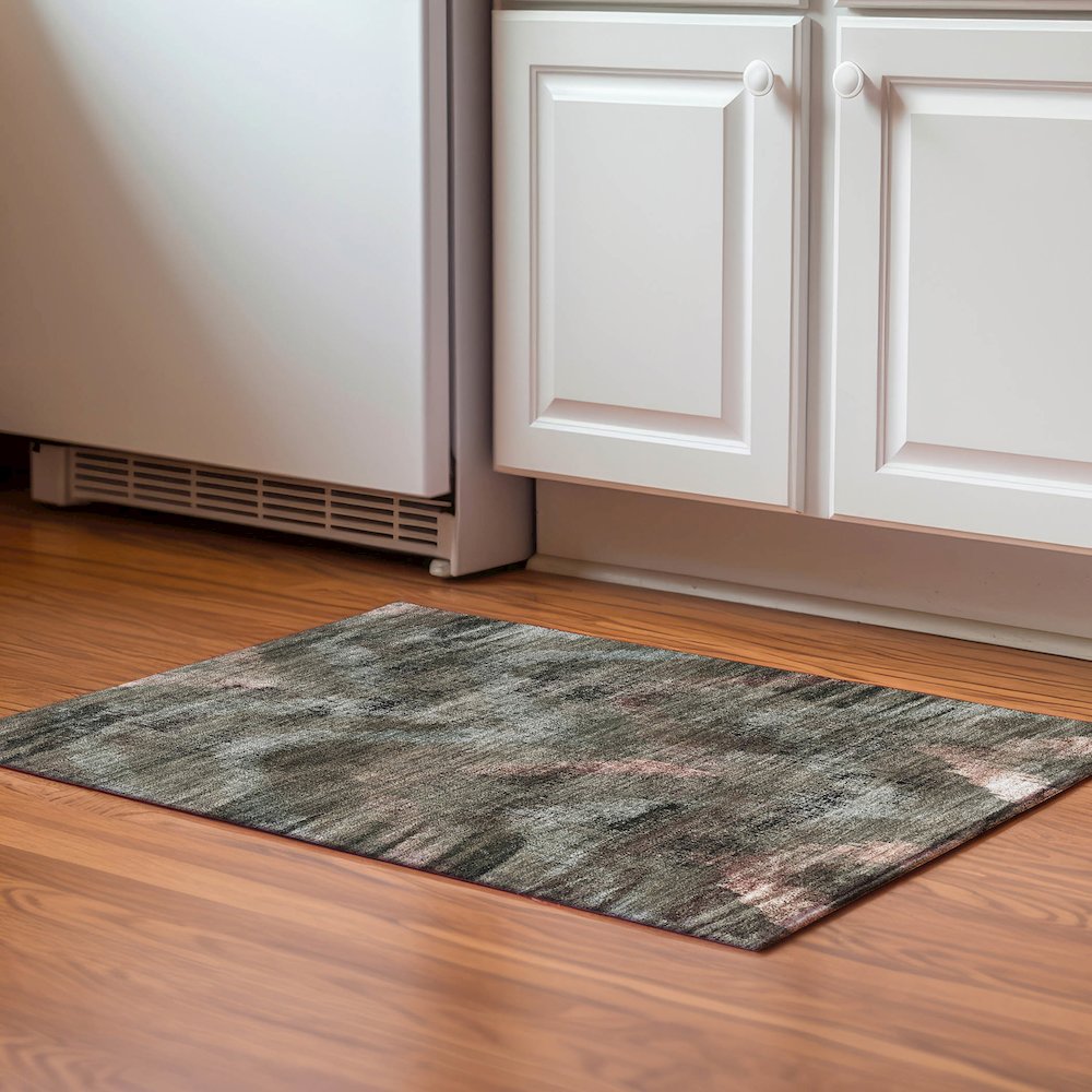Premium Machine Washable Mayfield AMF792 Brown 1'8" x 2'6" Rug. Picture 5