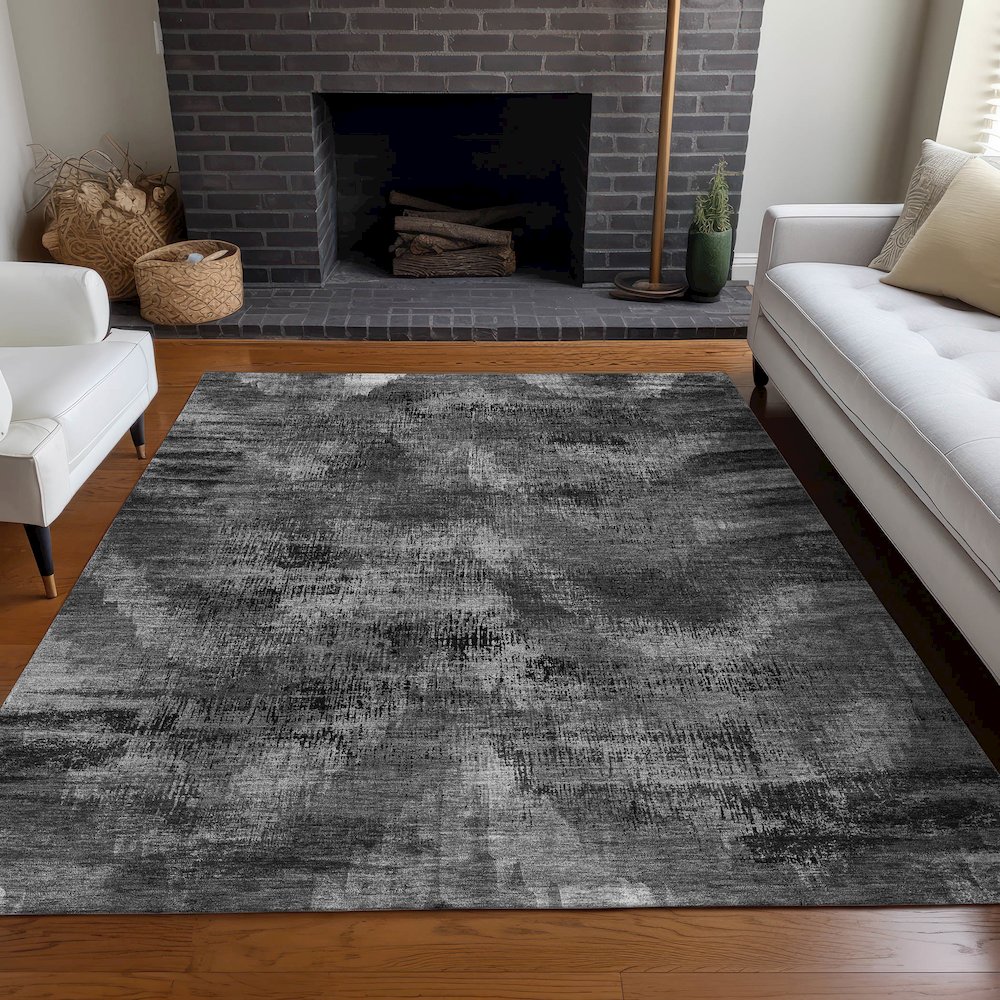 Premium Machine Washable Mayfield AMF792 Gray 2'6" x 3'10" Rug. Picture 5