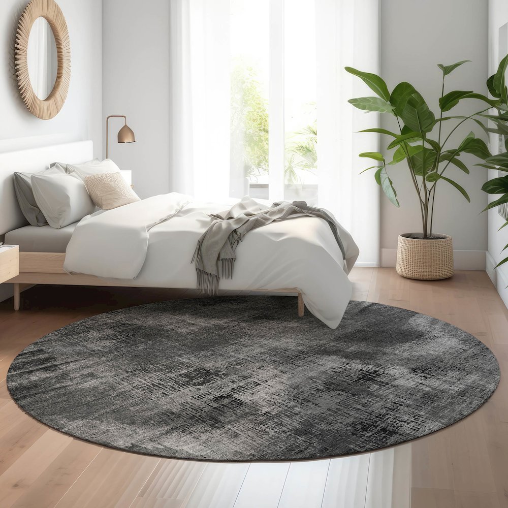 Premium Machine Washable Mayfield AMF792 Gray 8' x 8' Round Rug. Picture 5