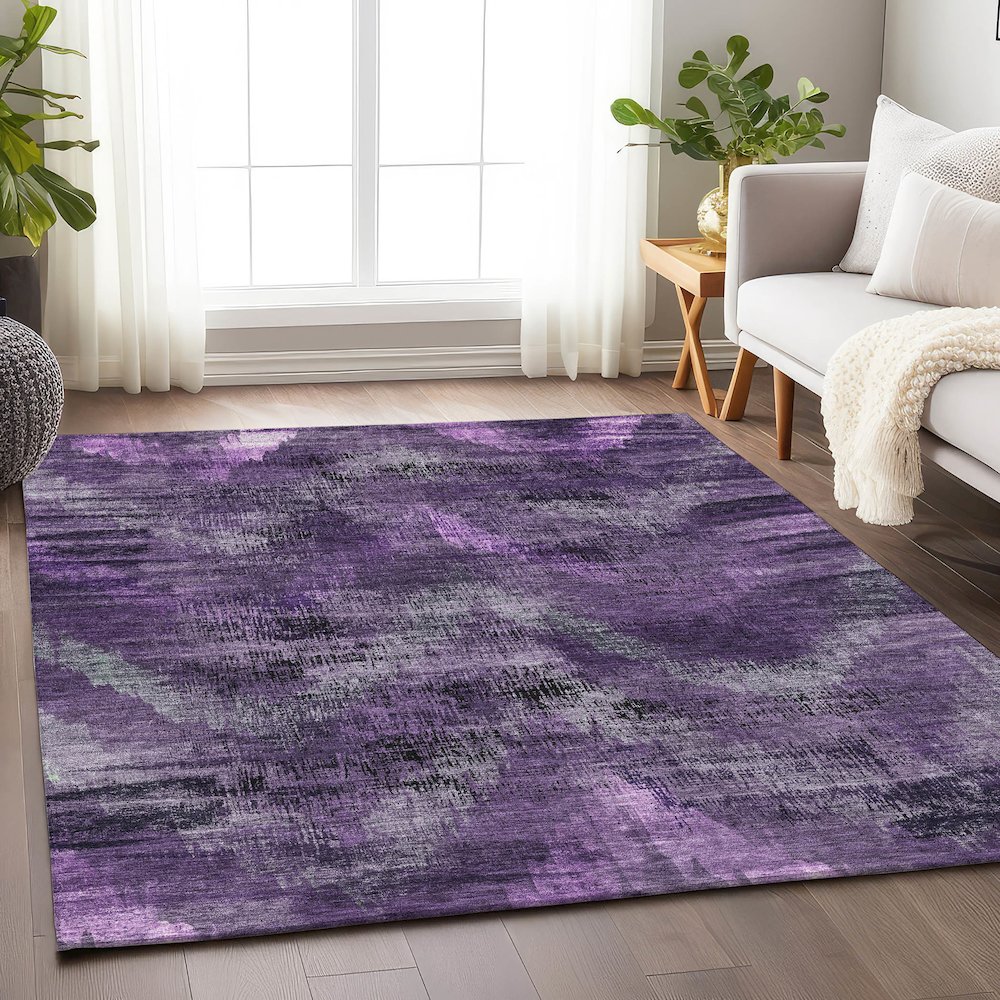 Premium Machine Washable Mayfield AMF792 Purple 2'6" x 3'10" Rug. Picture 6