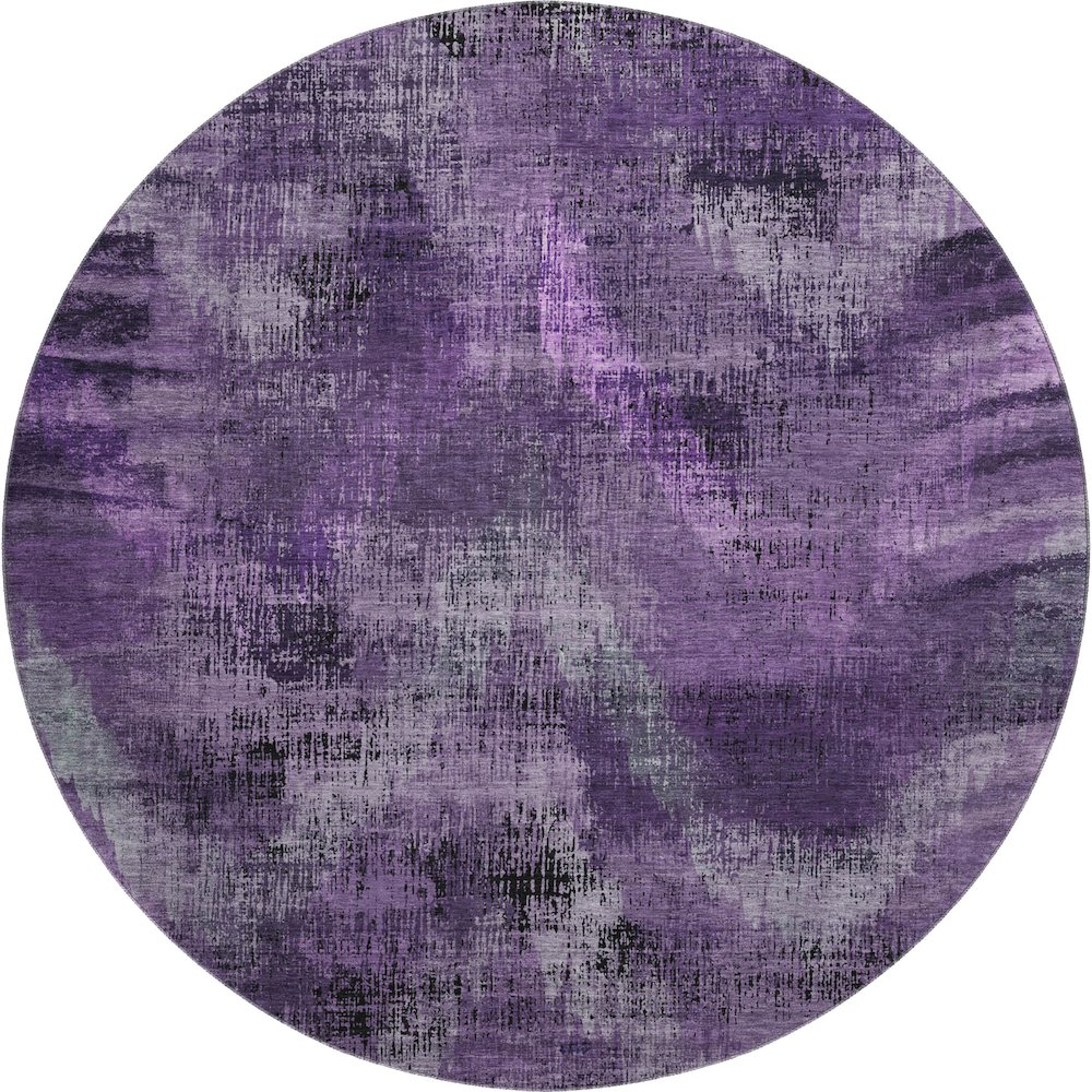 Premium Machine Washable Mayfield AMF792 Purple 8' x 8' Round Rug. Picture 1