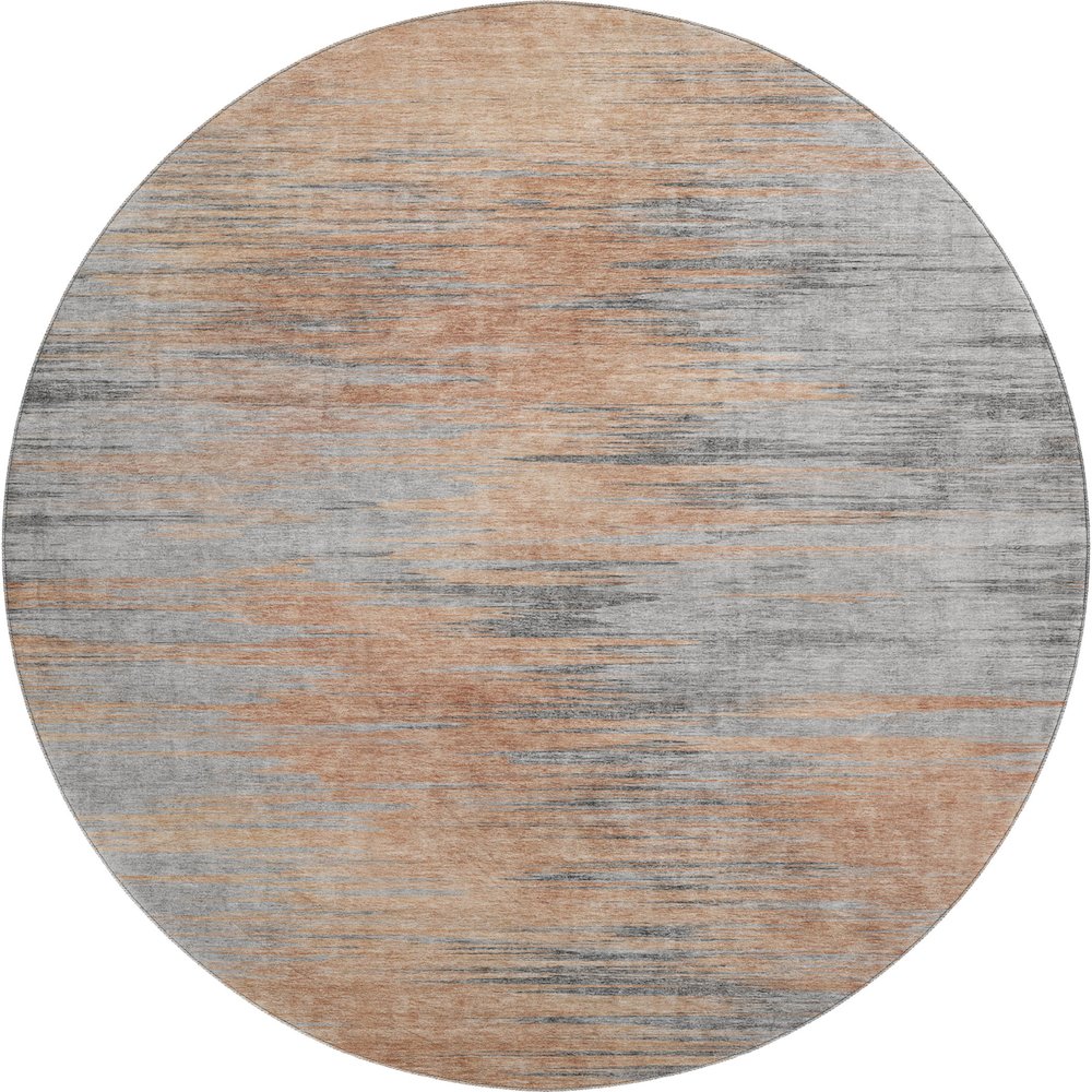 Premium Machine Washable Mayfield AMF793 Salmon 8' x 8' Round Rug. Picture 1