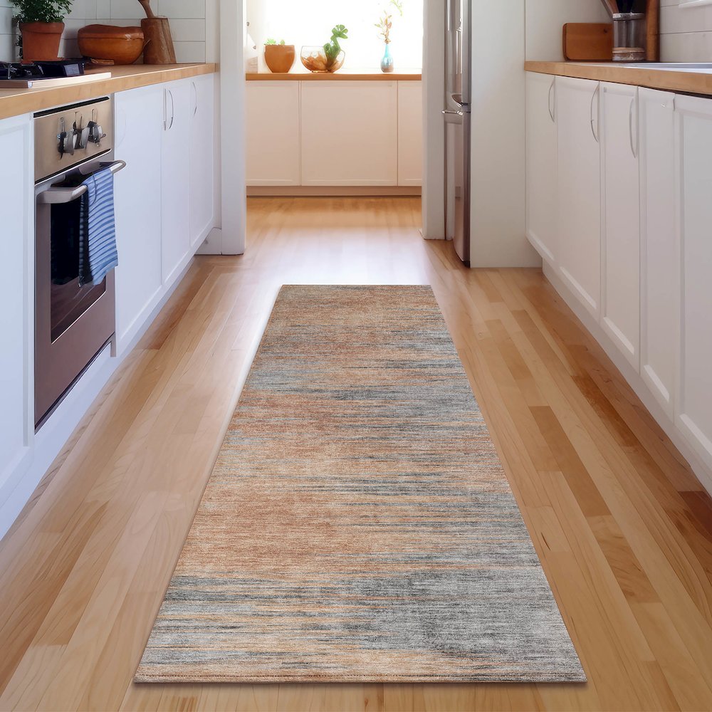Premium Machine Washable Mayfield AMF793 Salmon 2'3" x 7'6" Runner Rug. Picture 5