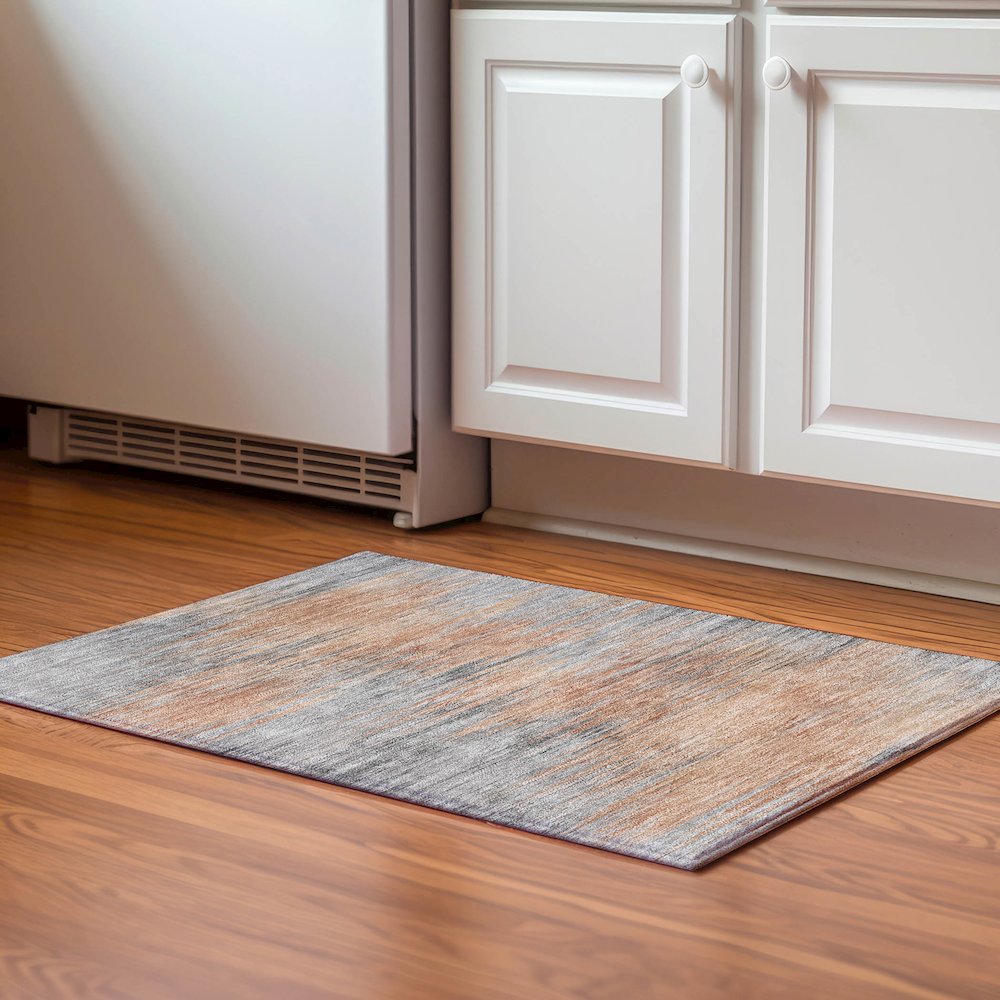 Premium Machine Washable Mayfield AMF793 Salmon 1'8" x 2'6" Rug. Picture 5