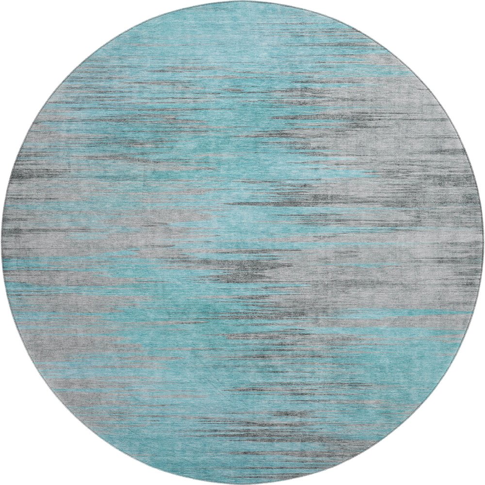 Premium Machine Washable Mayfield AMF793 Teal 8' x 8' Round Rug. Picture 1