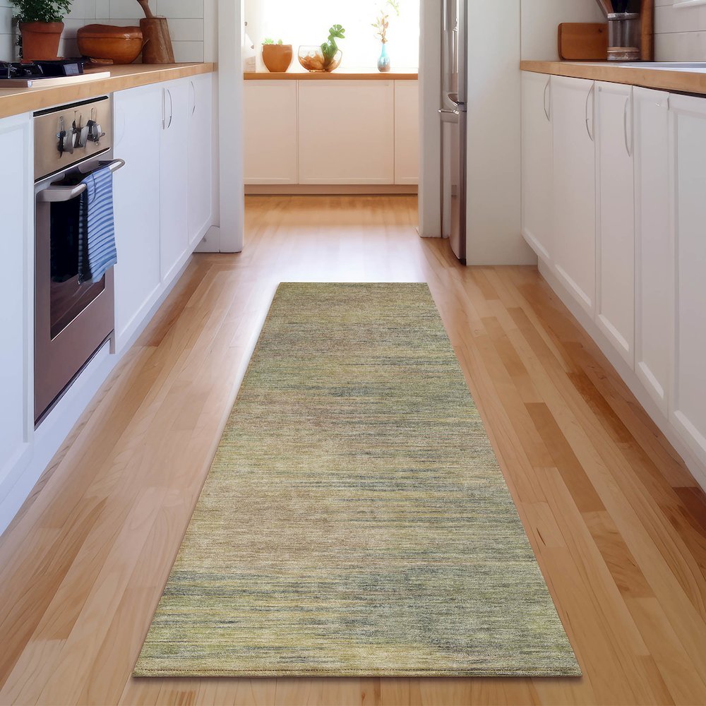 Premium Machine Washable Mayfield AMF794 Aloe 2'3" x 7'6" Runner Rug. Picture 5