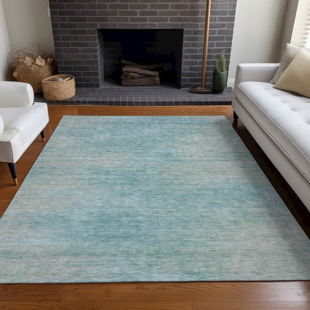 Premium Machine Washable Mayfield AMF794 Aqua 2'6" x 3'10" Rug. Picture 5