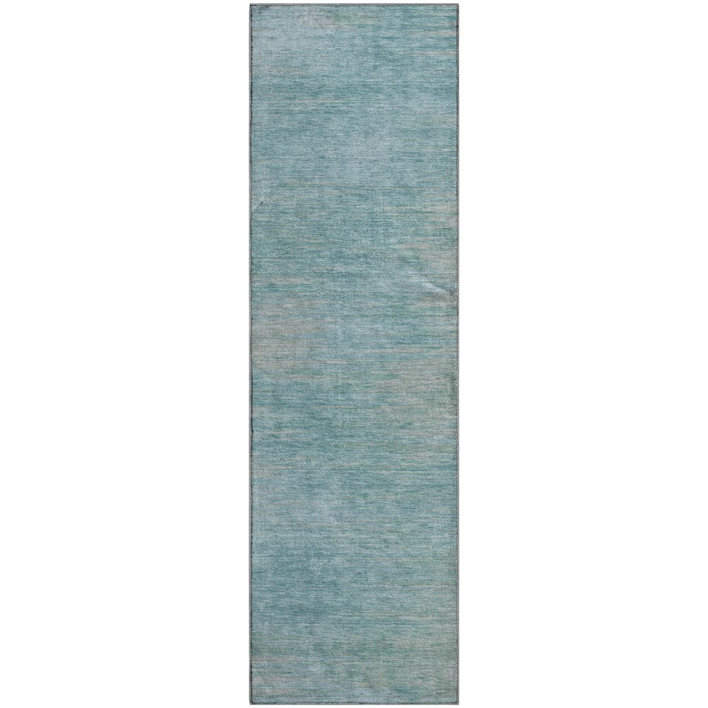 Premium Machine Washable Mayfield AMF794 Aqua 2'3" x 7'6" Runner Rug. Picture 1