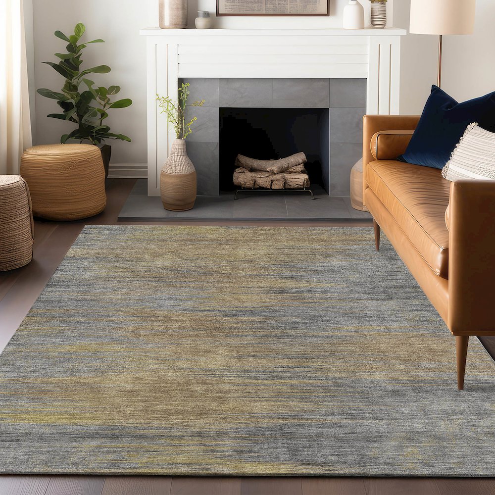 Premium Machine Washable Mayfield AMF794 Brown 2'6" x 3'10" Rug. Picture 6