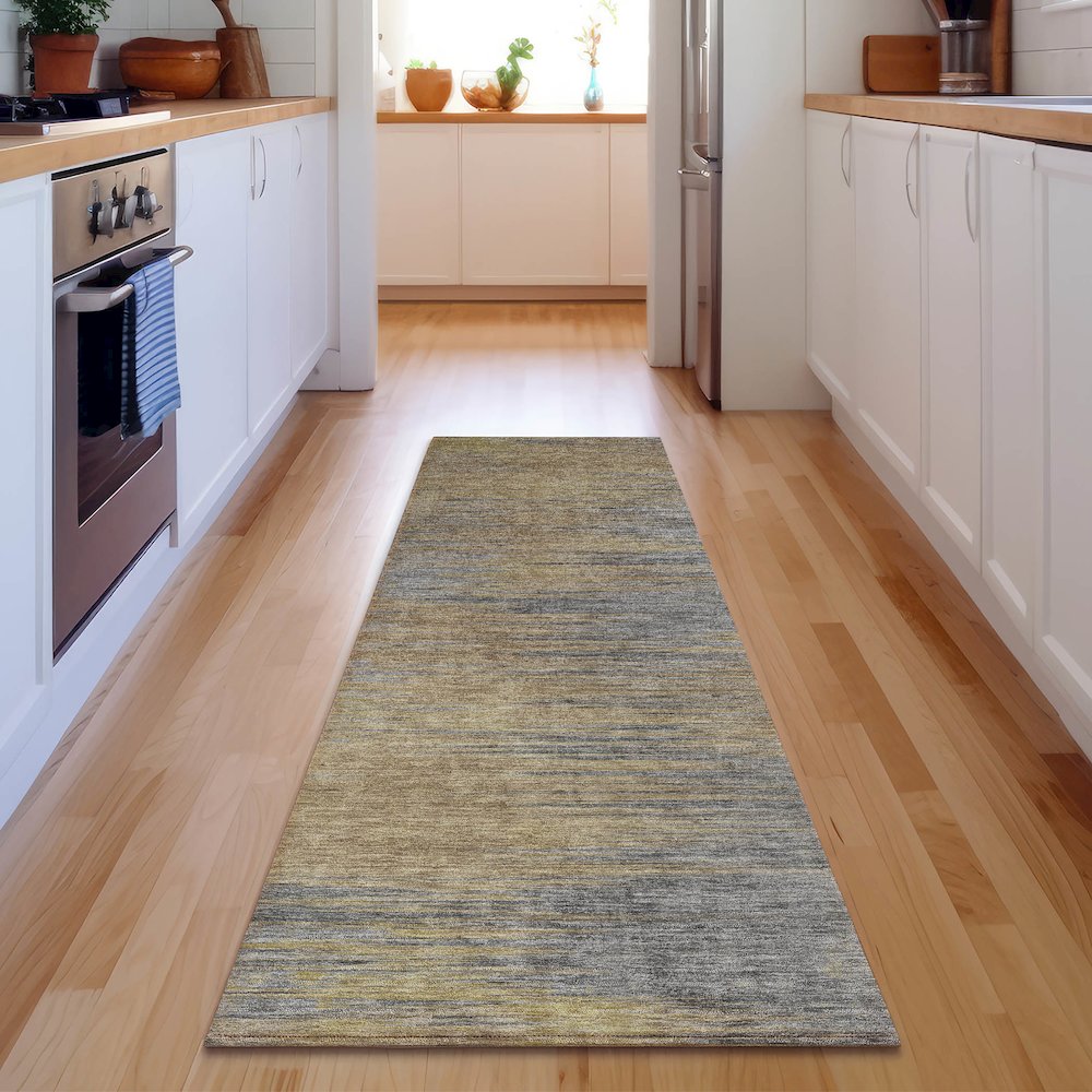 Premium Machine Washable Mayfield AMF794 Brown 2'3" x 7'6" Runner Rug. Picture 5