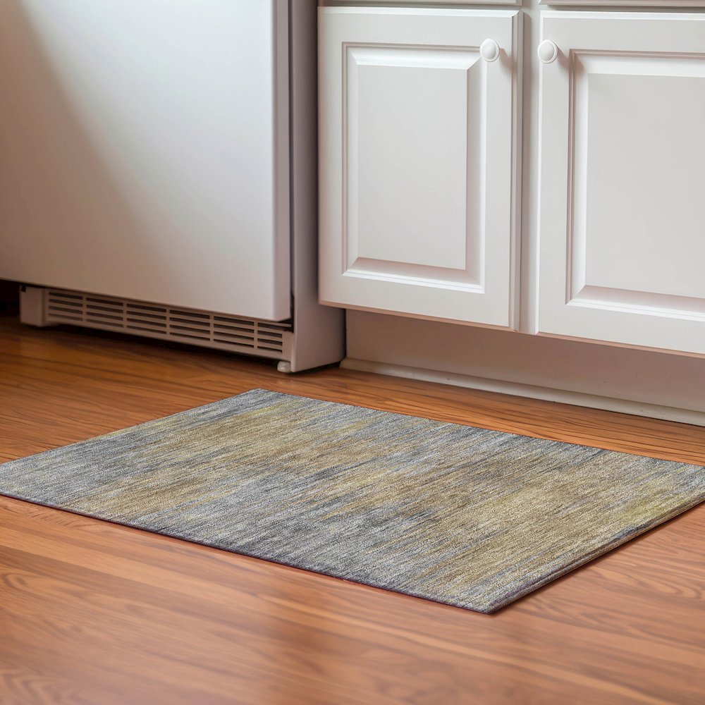 Premium Machine Washable Mayfield AMF794 Brown 1'8" x 2'6" Rug. Picture 5