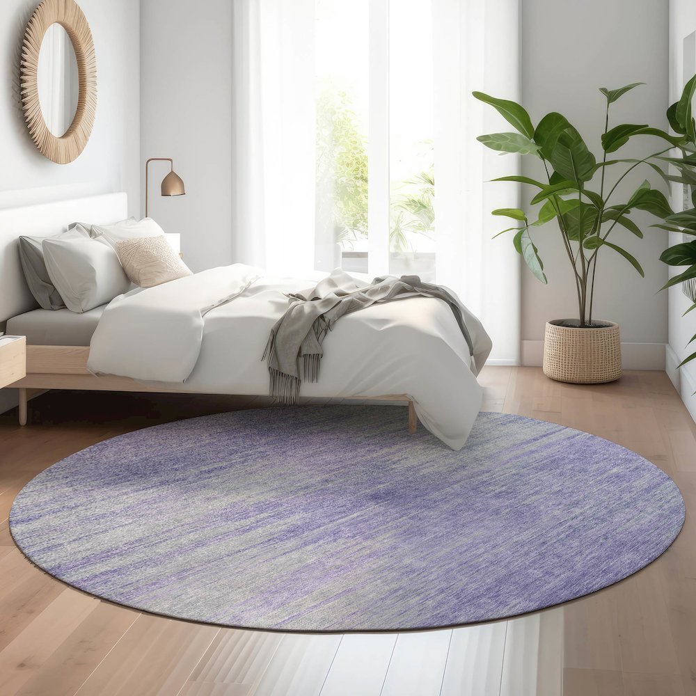 Premium Machine Washable Mayfield AMF794 Plum 8' x 8' Round Rug. Picture 5
