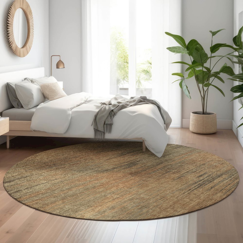 Premium Machine Washable Mayfield AMF794 Terracotta 8' x 8' Round Rug. Picture 5