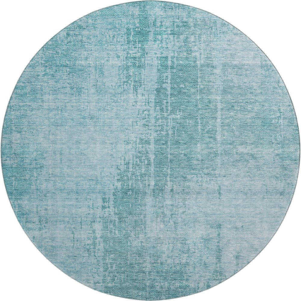 Premium Machine Washable Mayfield AMF796 Aqua 8' x 8' Round Rug. Picture 1
