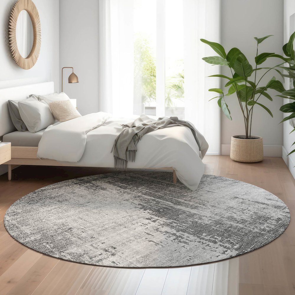 Premium Machine Washable Mayfield AMF796 Gray 8' x 8' Round Rug. Picture 5