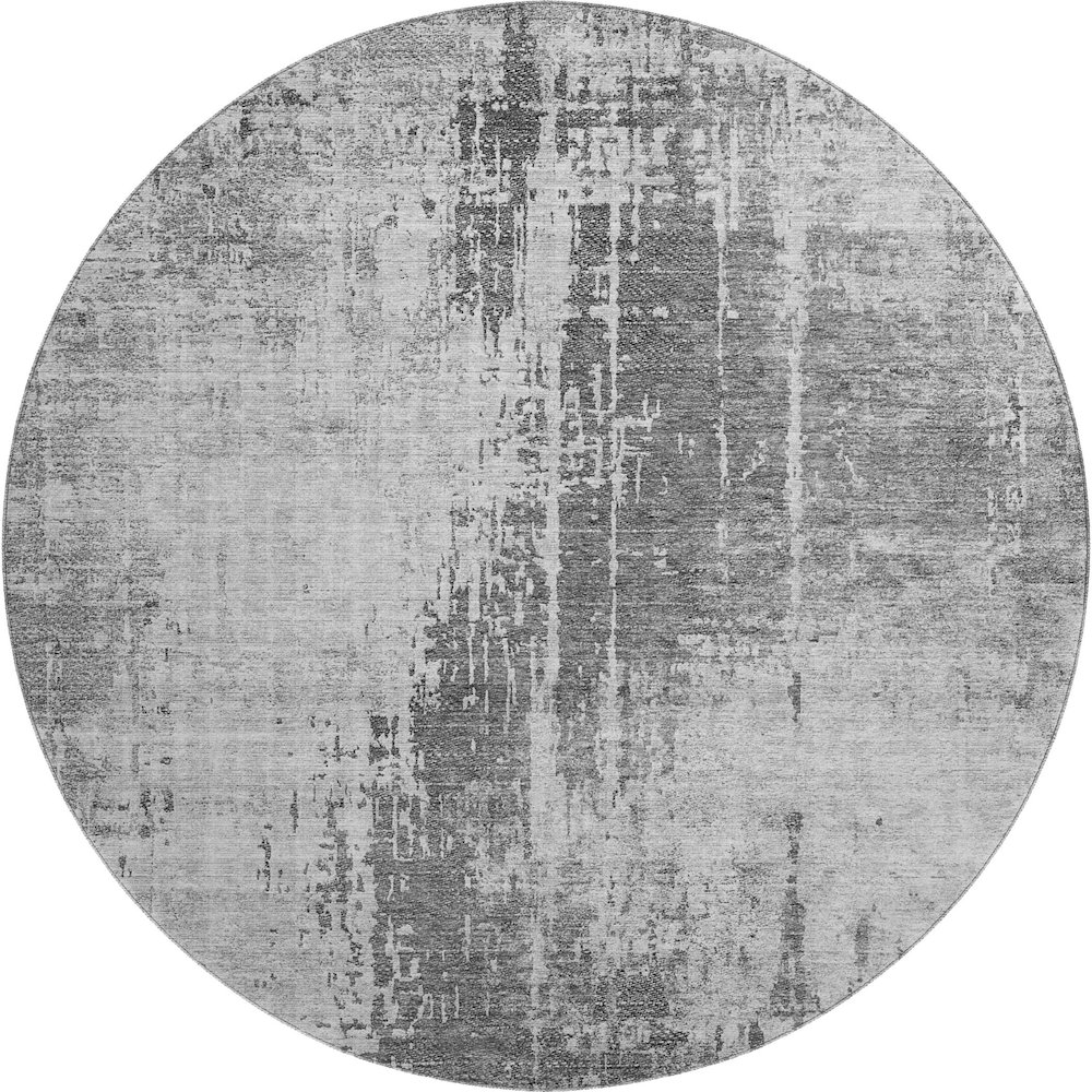 Premium Machine Washable Mayfield AMF796 Gray 8' x 8' Round Rug. Picture 1