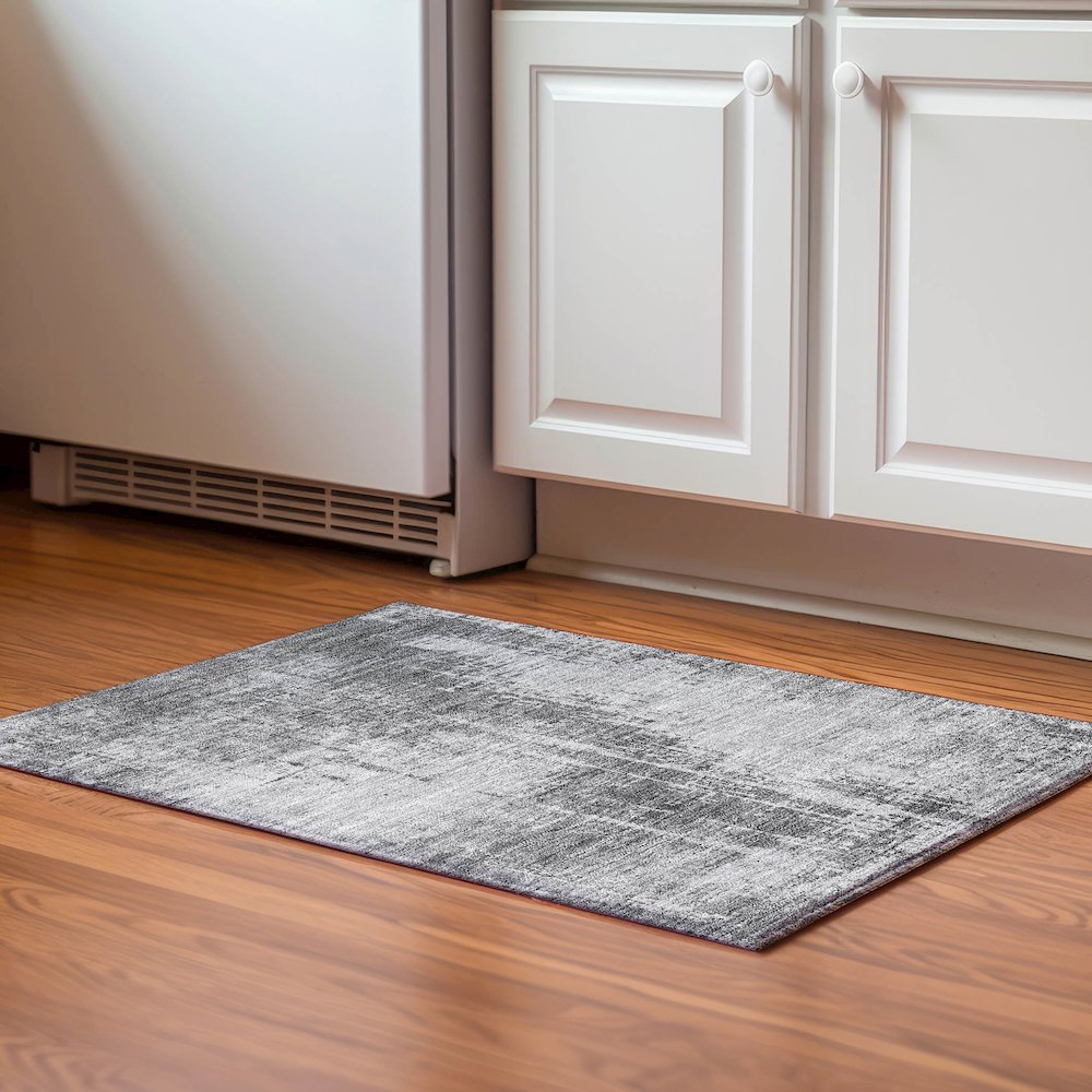 Premium Machine Washable Mayfield AMF796 Gray 1'8" x 2'6" Rug. Picture 5
