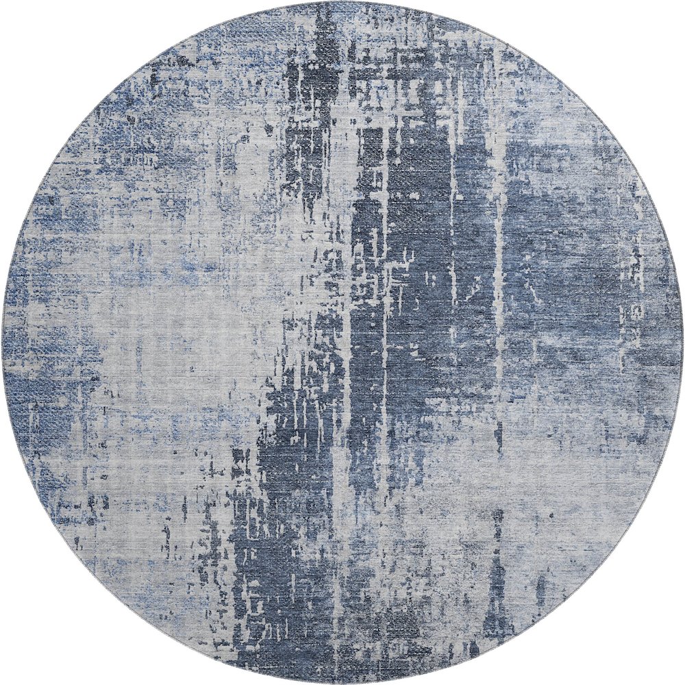 Premium Machine Washable Mayfield AMF796 Navy 8' x 8' Round Rug. Picture 1