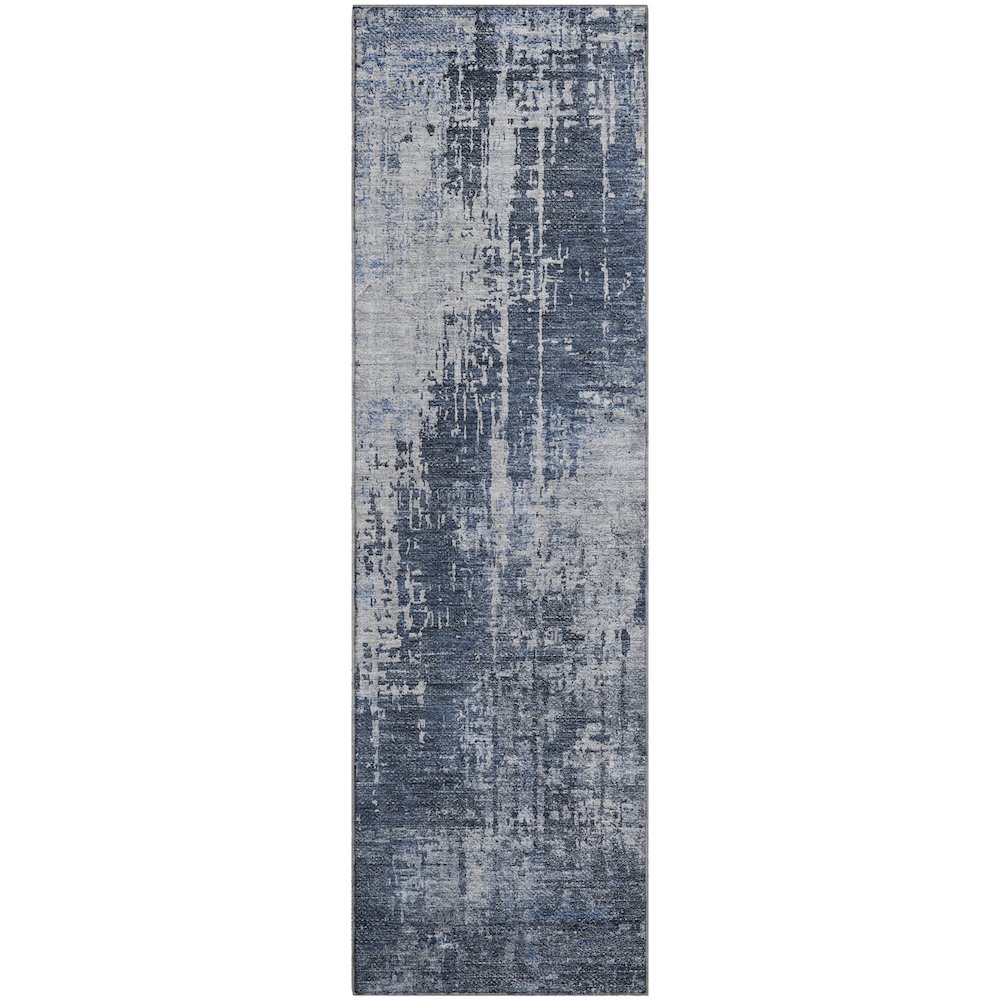 Premium Machine Washable Mayfield AMF796 Navy 2'3" x 7'6" Runner Rug. Picture 1