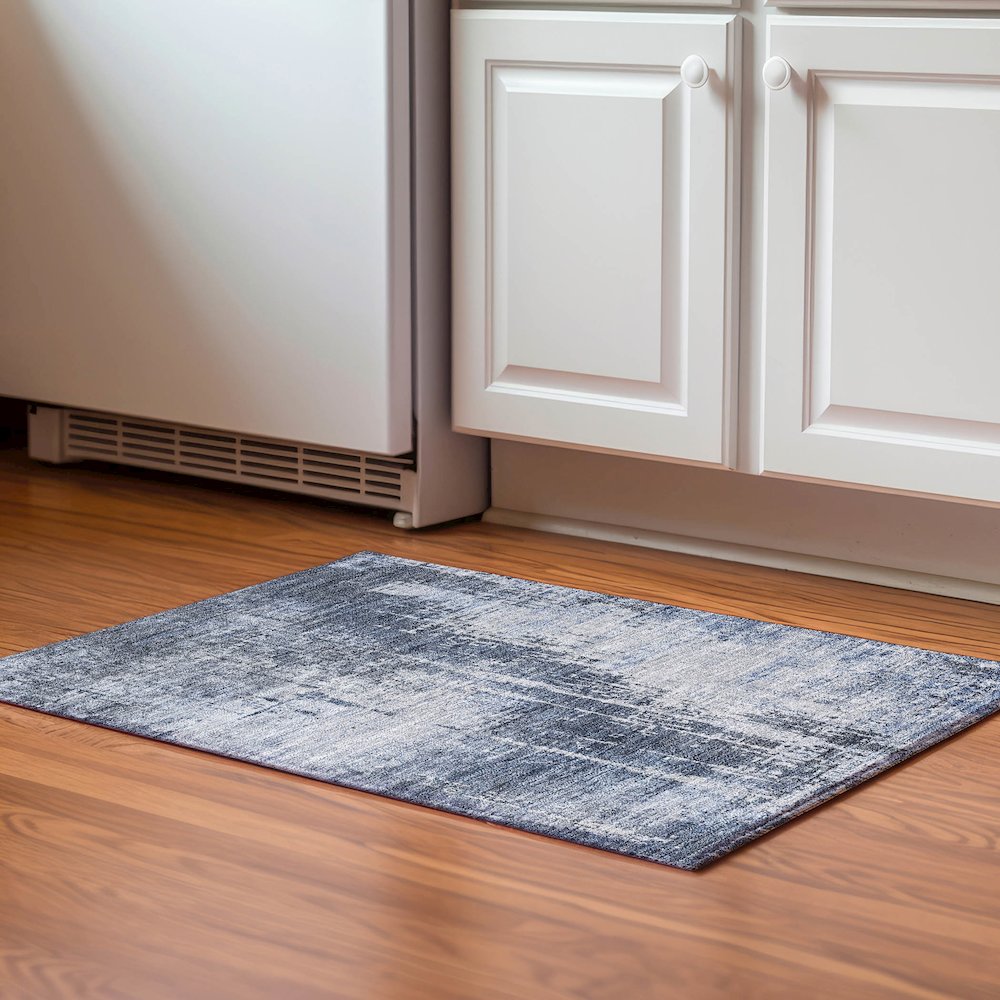 Premium Machine Washable Mayfield AMF796 Navy 1'8" x 2'6" Rug. Picture 5