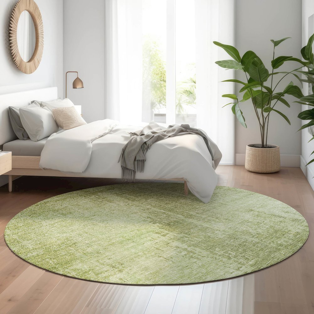 Premium Machine Washable Mayfield AMF796 Sage 8' x 8' Round Rug. Picture 5