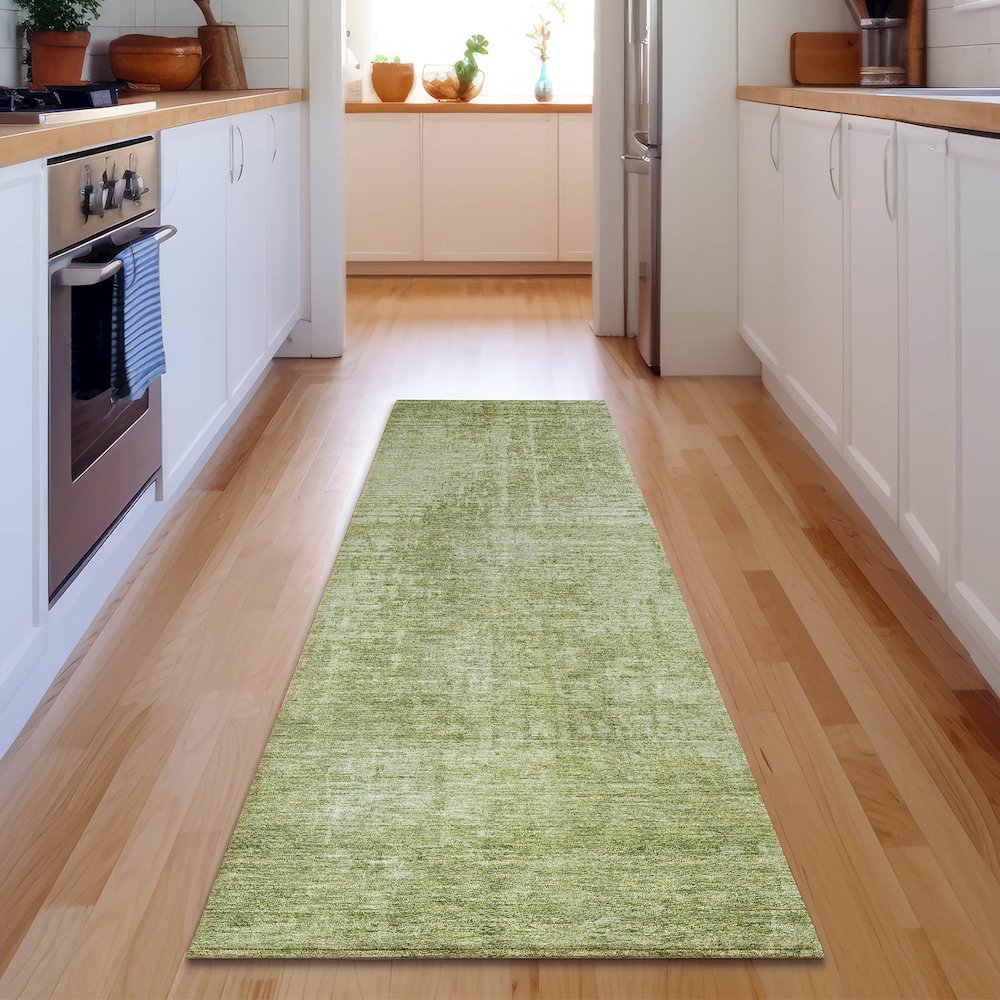 Premium Machine Washable Mayfield AMF796 Sage 2'3" x 7'6" Runner Rug. Picture 5