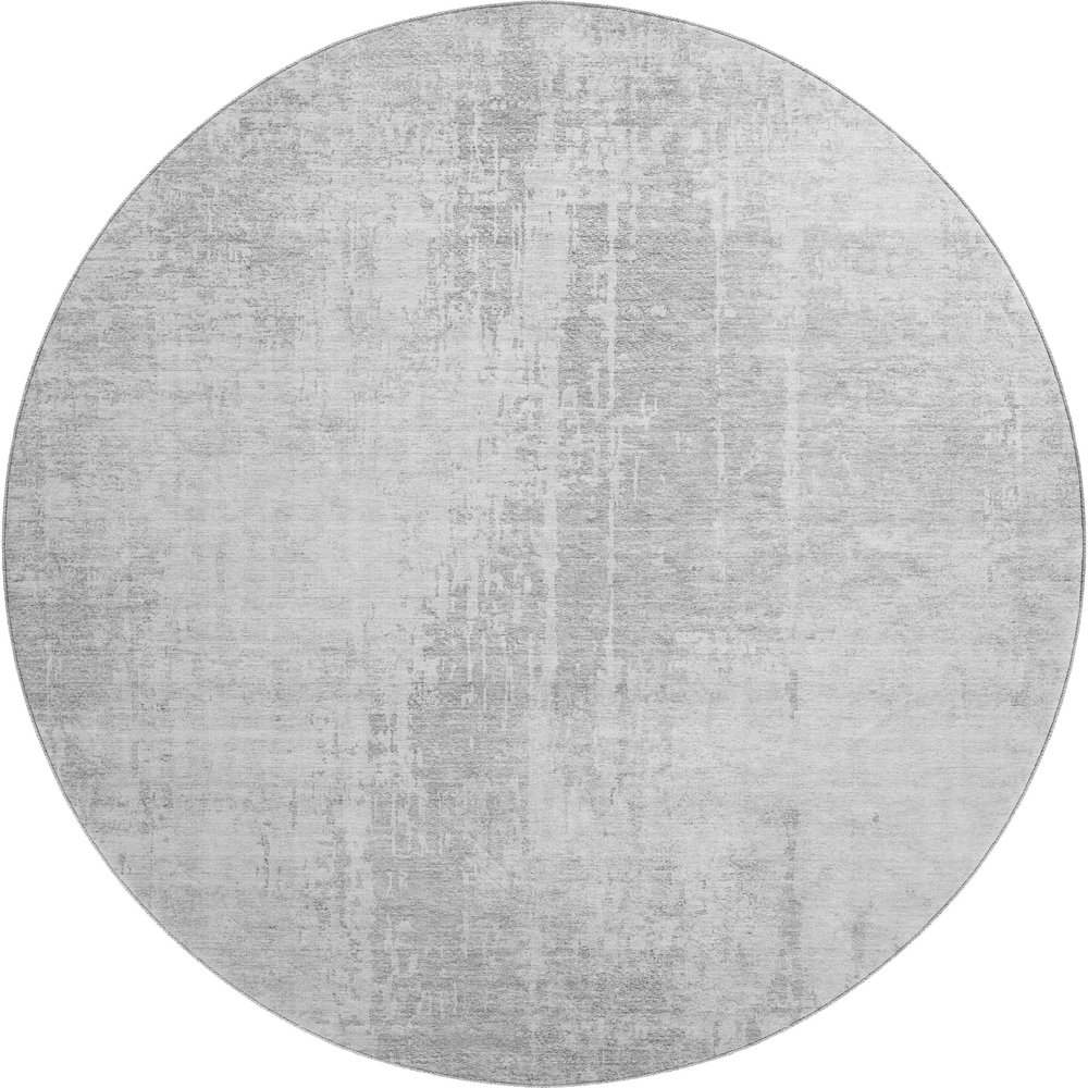 Premium Machine Washable Mayfield AMF796 Silver 8' x 8' Round Rug. Picture 1